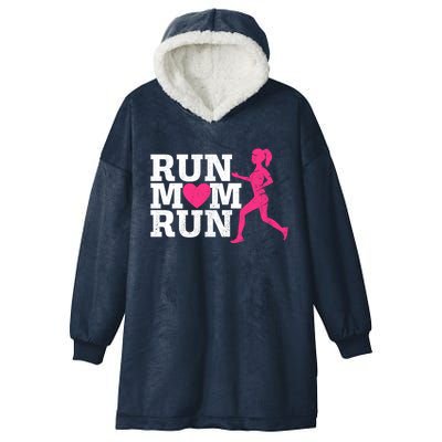 Run Mom Run Marathon Running Spectator Runner Mother's Day Gift Hooded Wearable Blanket