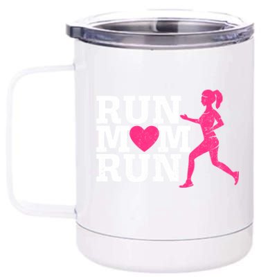 Run Mom Run Marathon Running Spectator Runner Mother's Day Gift 12 oz Stainless Steel Tumbler Cup