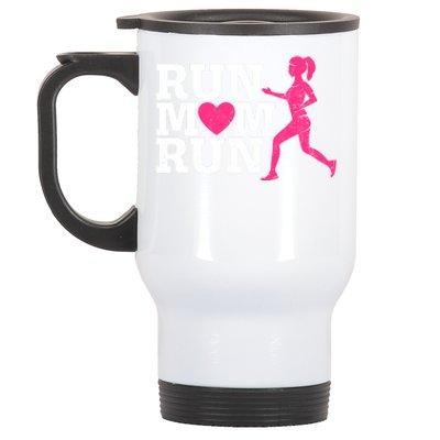 Run Mom Run Marathon Running Spectator Runner Mother's Day Gift Stainless Steel Travel Mug