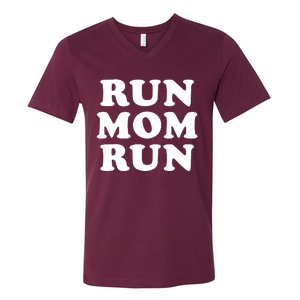 Run Mom Run Marathon Running Spectator V-Neck T-Shirt