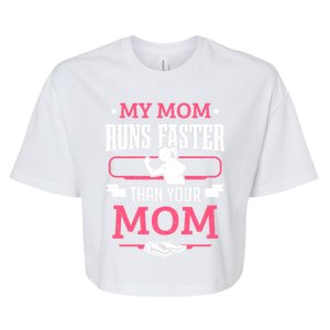 Runner Marathon Running My Mom Runs Faster Than Your Mom Gift Bella+Canvas Jersey Crop Tee