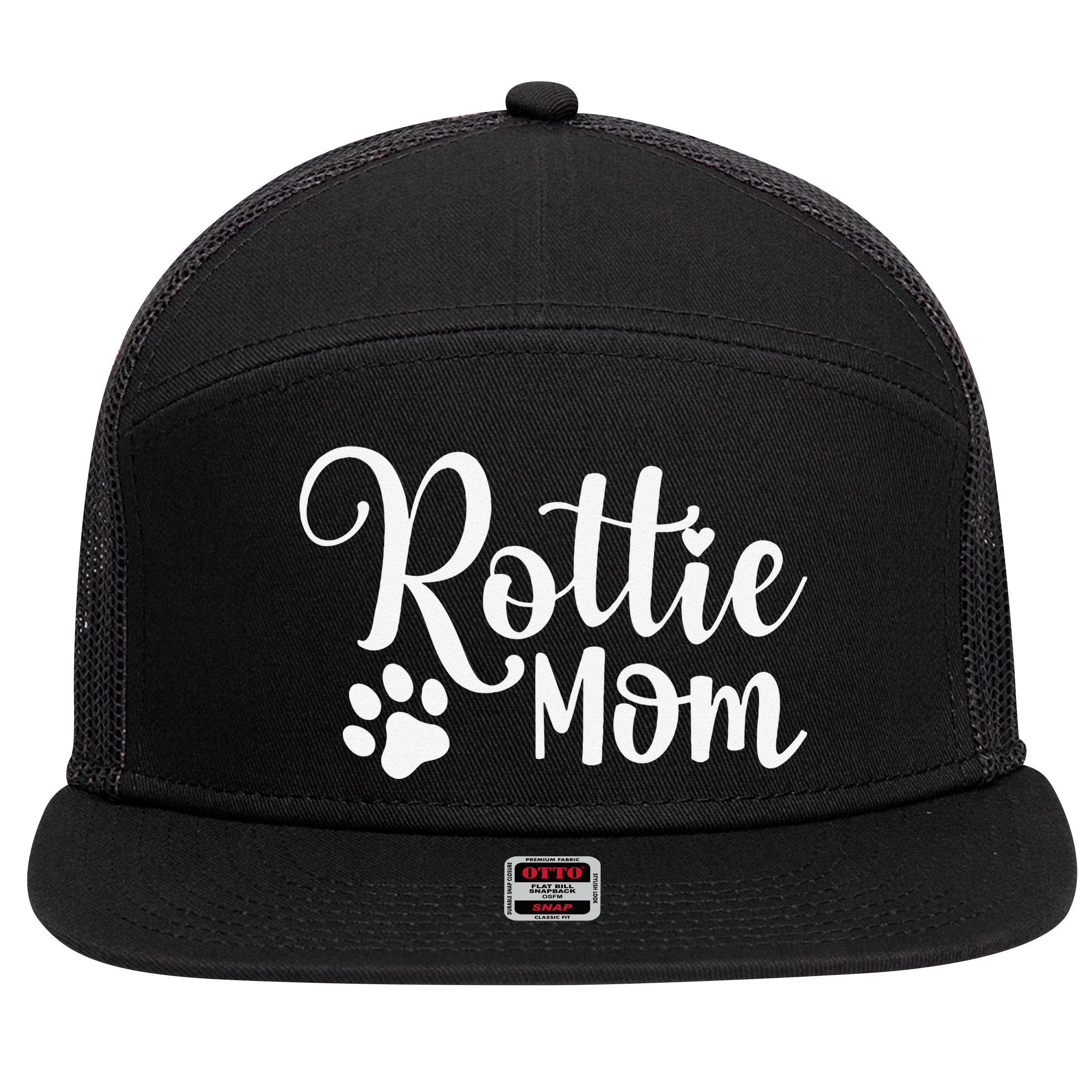 Rottie Mom Rottweiler Dog Funny Rottie Mama 7 Panel Mesh Trucker Snapback Hat