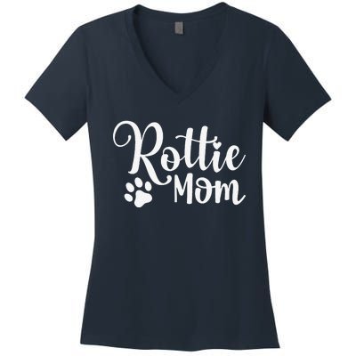 Rottie Mom Rottweiler Dog Funny Rottie Mama Women's V-Neck T-Shirt