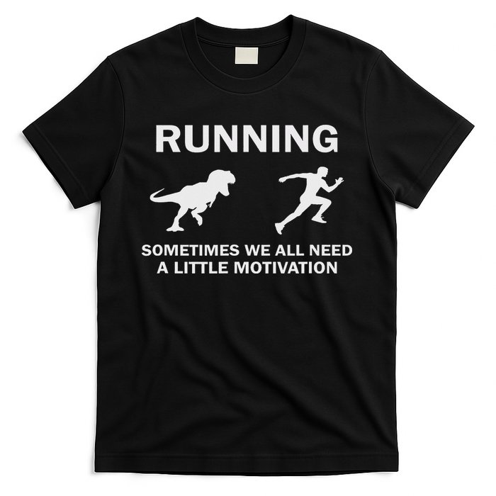 Running Motivation Raptor Chase Funny Dinosaur T-Shirt