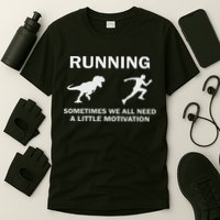 Running Motivation Raptor Chase Funny Dinosaur T-Shirt