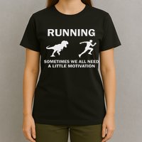 Running Motivation Raptor Chase Funny Dinosaur T-Shirt