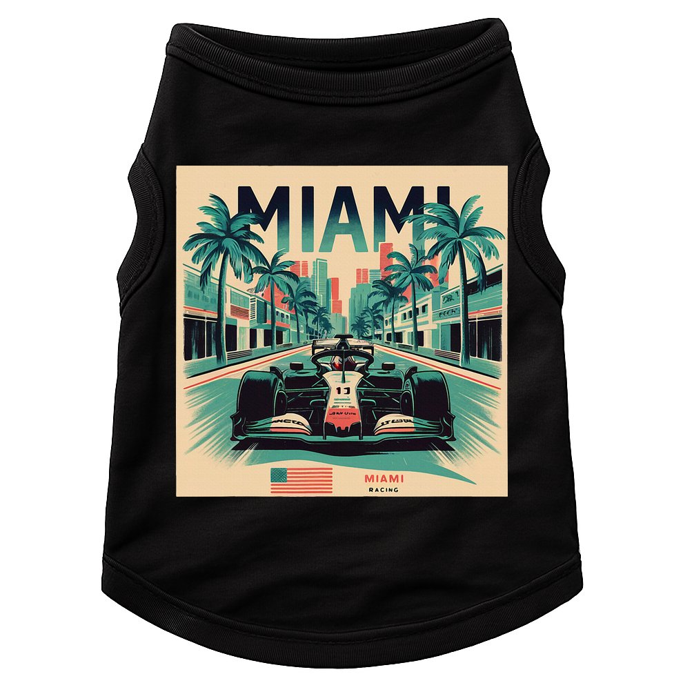 Retro Miami Racing Car Formula Racing Doggie Tank