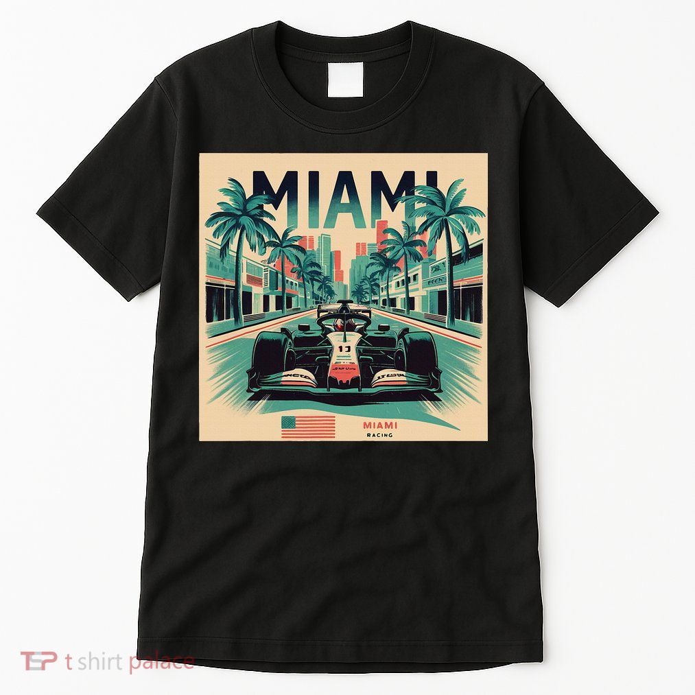 Retro Miami Racing Car Formula Racing Tall T-Shirt