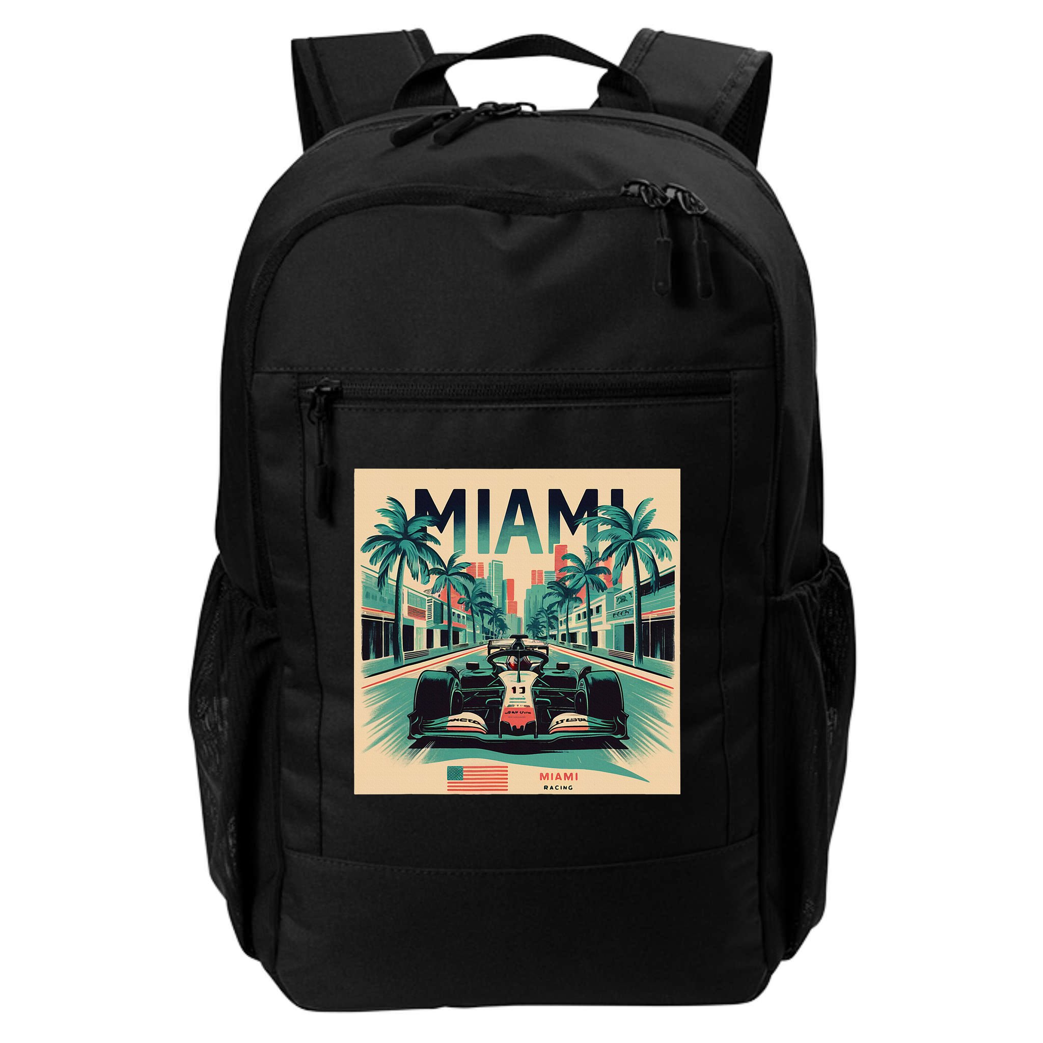 Retro Miami Racing Car Formula Racing Backpack