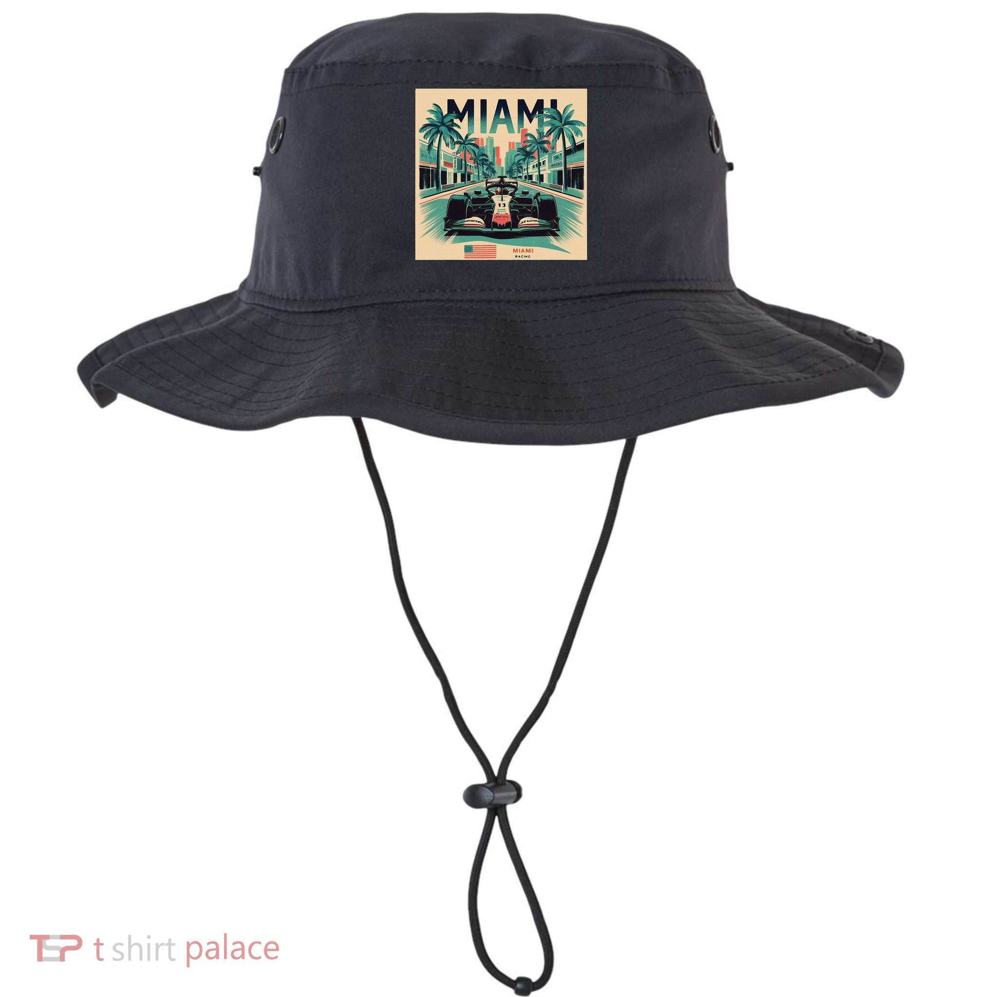Retro Miami Racing Car Formula Racing Bucket Hat
