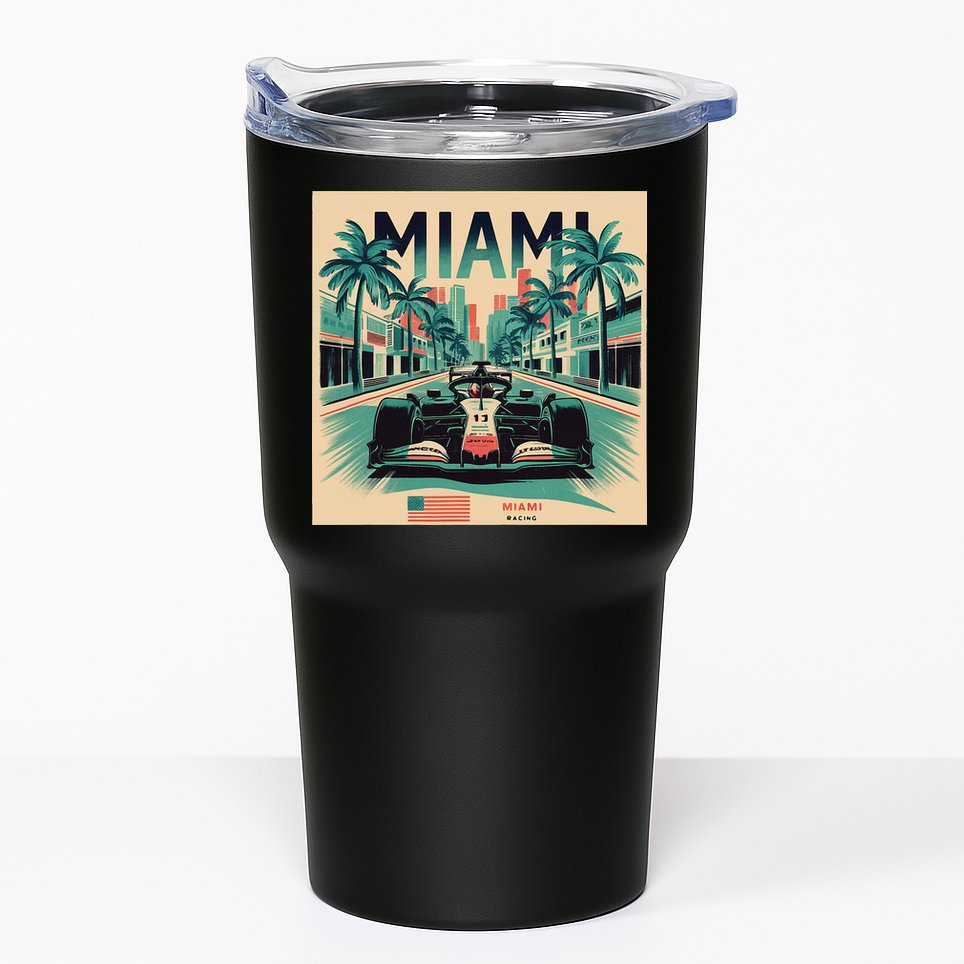 Retro Miami Racing Car Formula Racing Tumbler