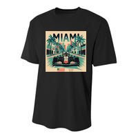 Retro Miami Racing Car Formula Racing Youth Performance Sprint T-Shirt