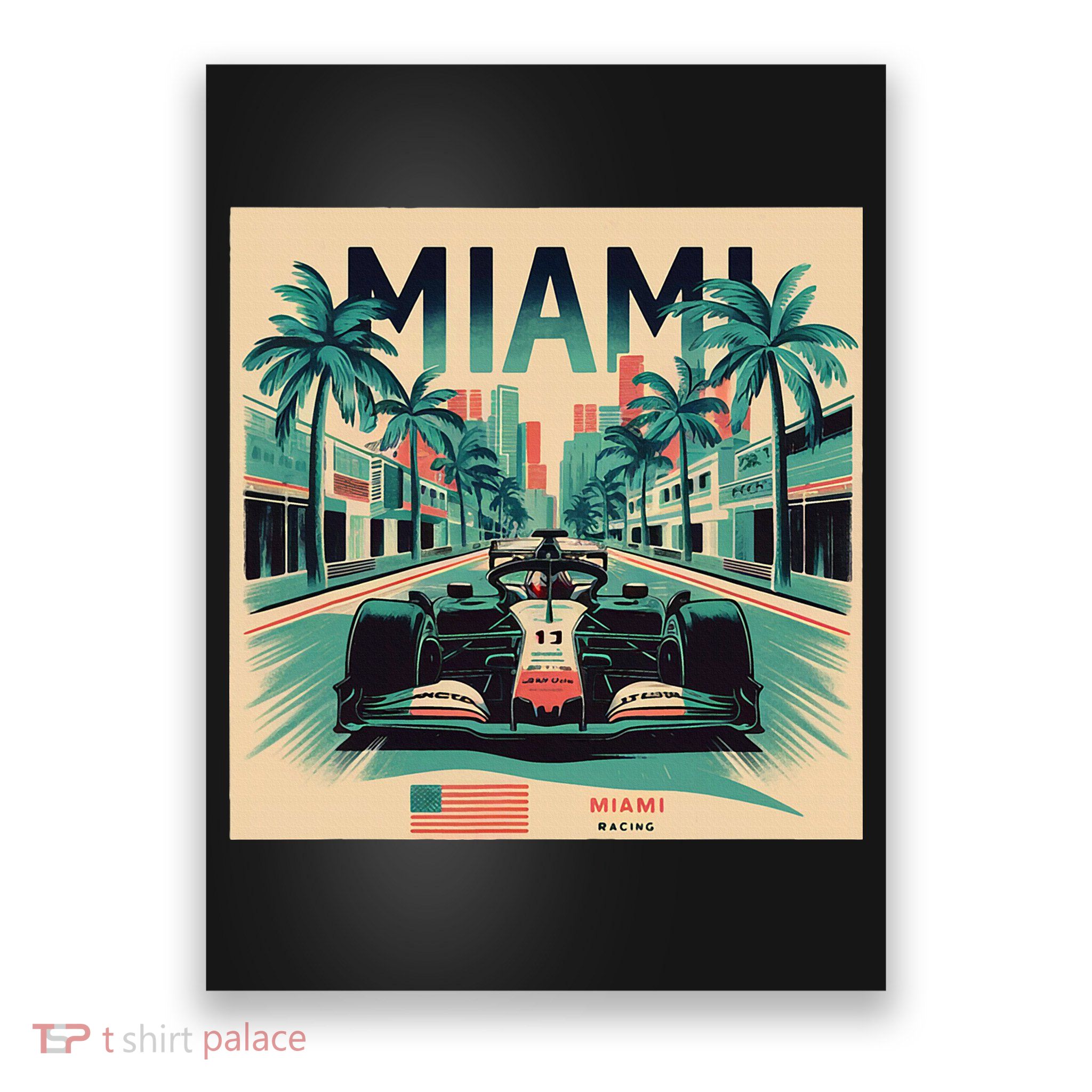 Retro Miami Racing Car Formula Racing Poster