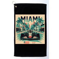 Retro Miami Racing Car Formula Racing Golf Towel