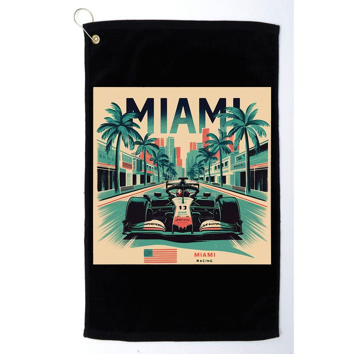 Retro Miami Racing Car Formula Racing Golf Towel