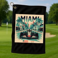 Retro Miami Racing Car Formula Racing Golf Towel