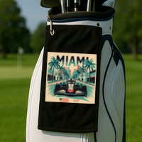 Retro Miami Racing Car Formula Racing Golf Towel