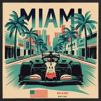 Retro Miami Racing Car Formula Racing Golf Towel