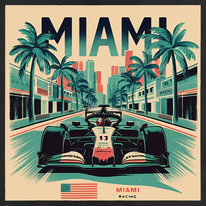Retro Miami Racing Car Formula Racing Golf Towel