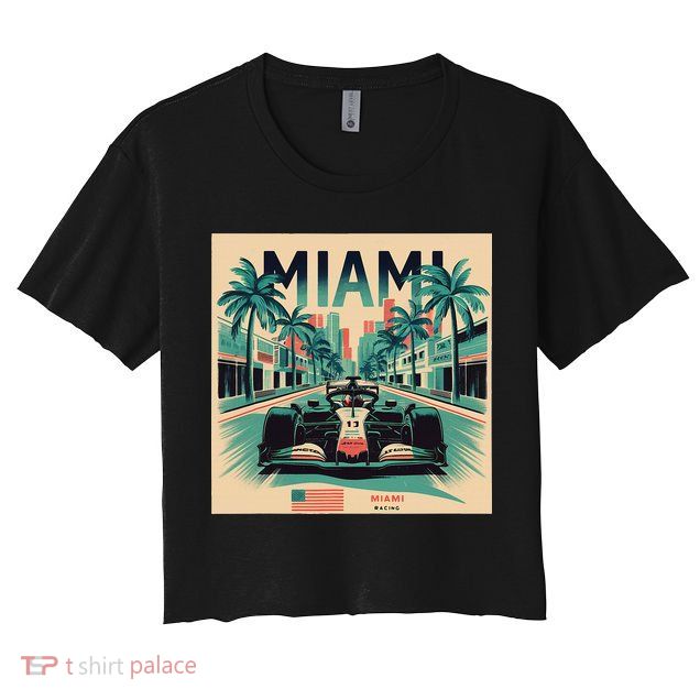 Retro Miami Racing Car Formula Racing Crop Top
