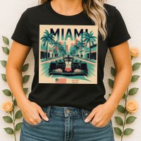 Retro Miami Racing Car Formula Racing Womens T-Shirt