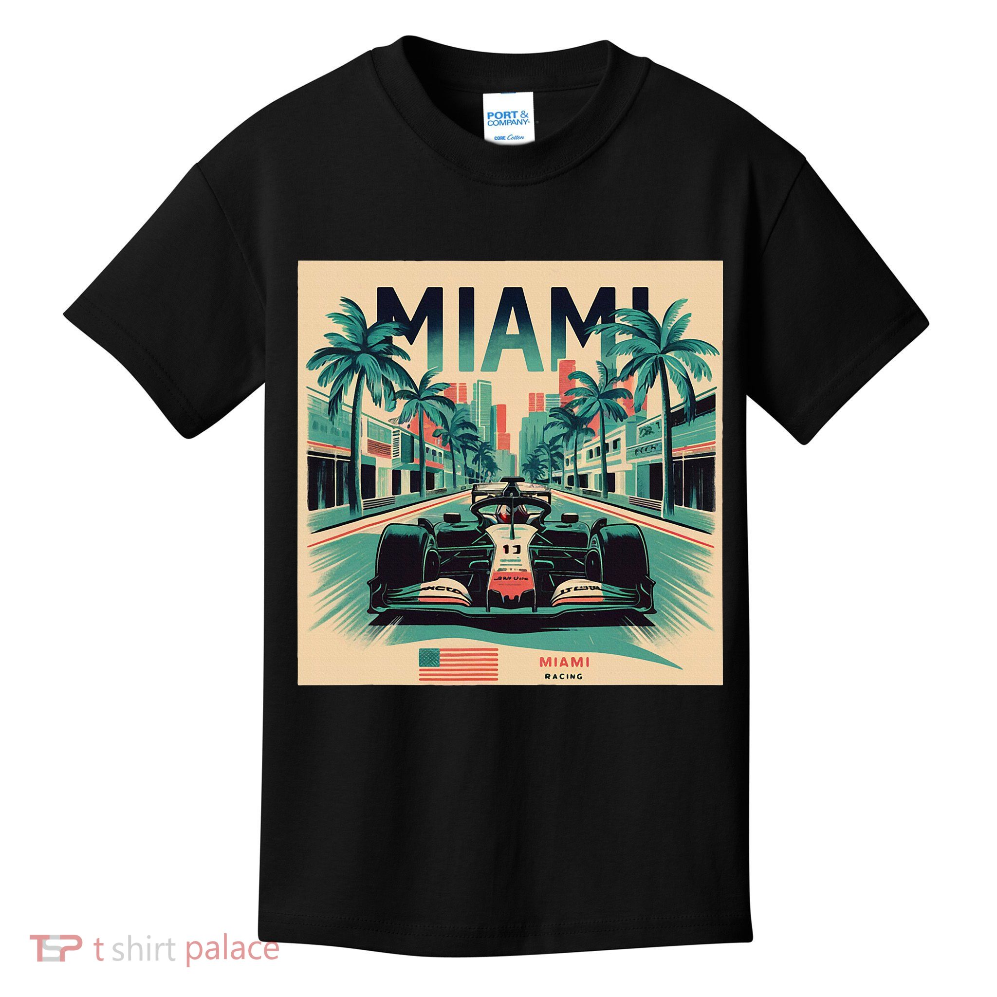 Retro Miami Racing Car Formula Racing Kids T-Shirt
