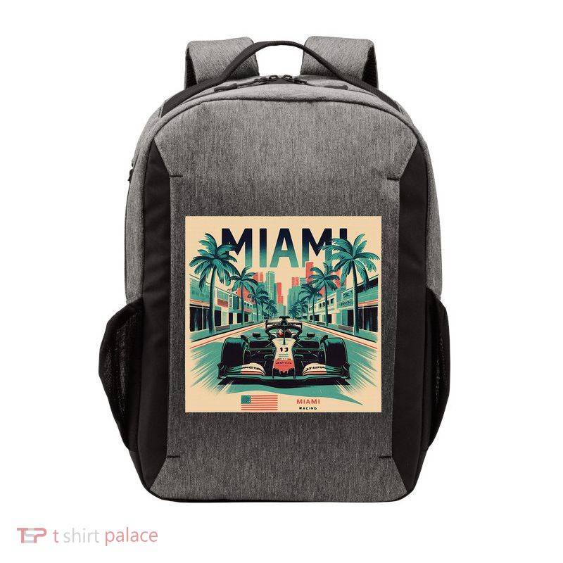 Retro Miami Racing Car Formula Racing Vector Backpack