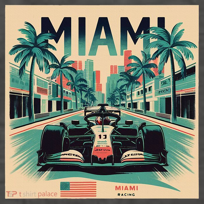 Retro Miami Racing Car Formula Racing Vector Backpack