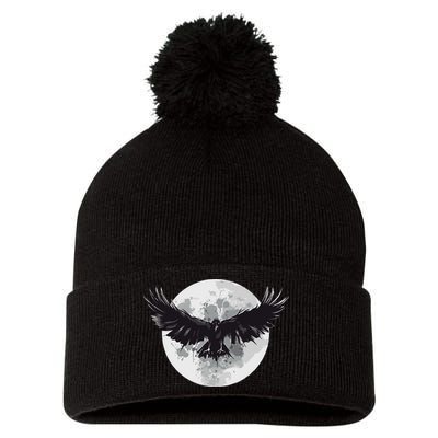 Raven Moon Pom Pom 12in Knit Beanie