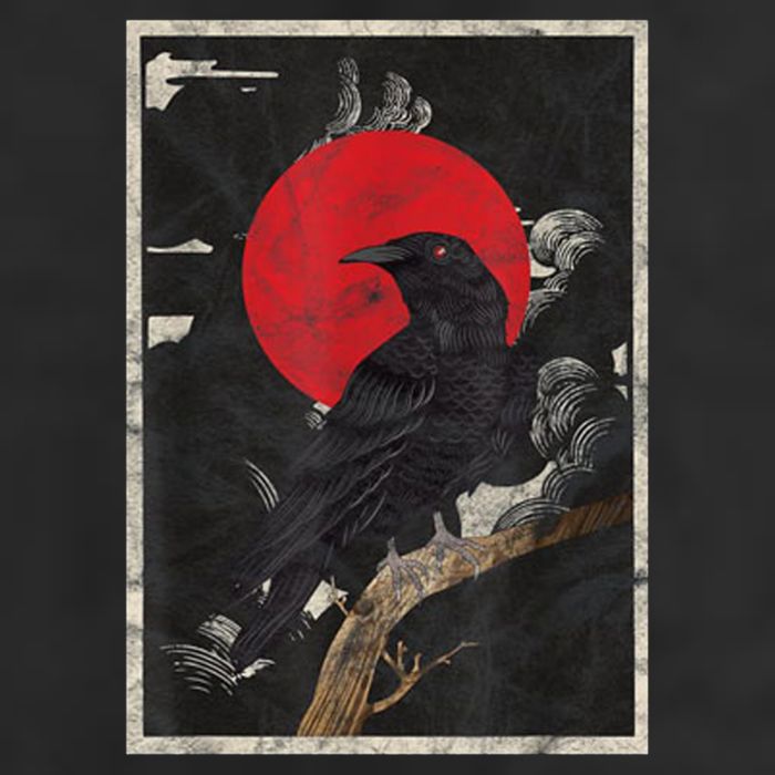 Red Moon Raven Graphic Black Crow Cool Comfort Performance Bucket Hat
