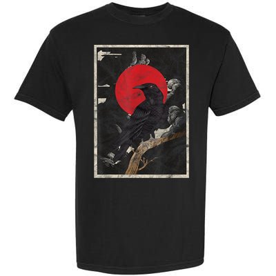 Red Moon Raven Graphic Black Crow Garment-Dyed Heavyweight T-Shirt