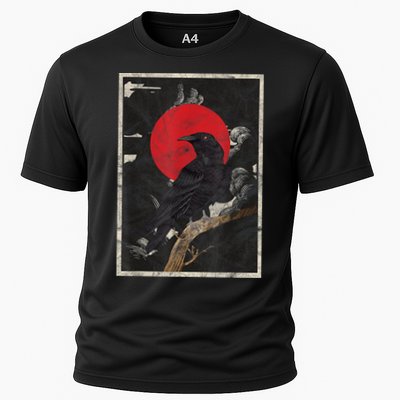 Red Moon Raven Graphic Black Crow Performance Shirt