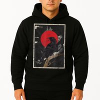 Red Moon Raven Graphic Black Crow Hoodie
