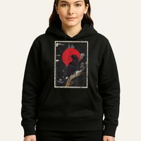 Red Moon Raven Graphic Black Crow Hoodie