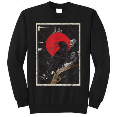 Red Moon Raven Graphic Black Crow Sweatshirt