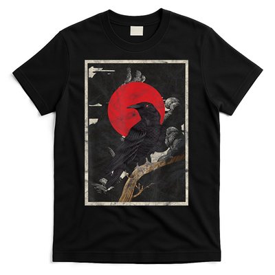 Red Moon Raven Graphic Black Crow T-Shirt