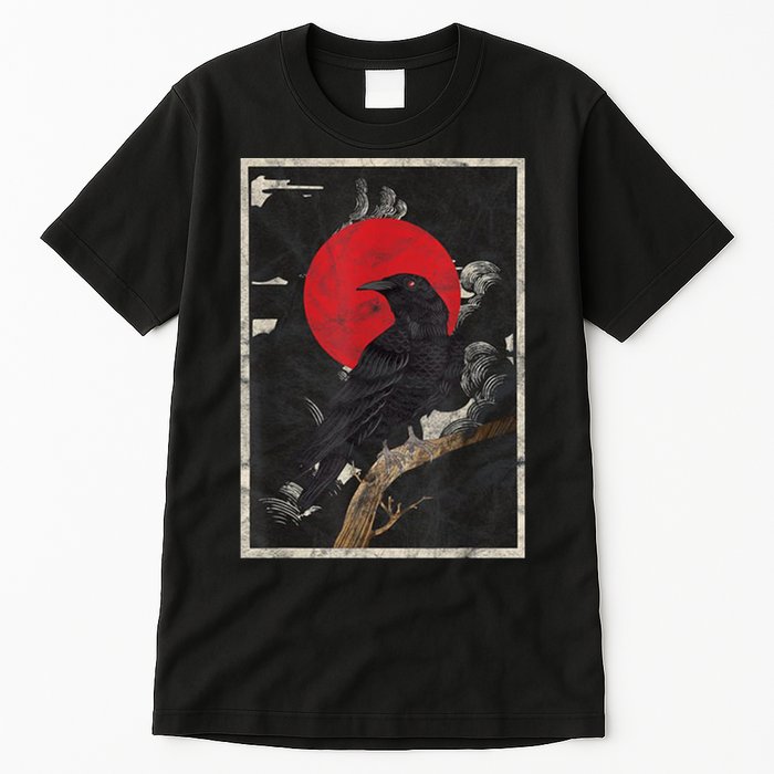 Red Moon Raven Graphic Black Crow Tall T-Shirt