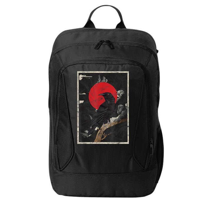 Red Moon Raven Graphic Black Crow City Backpack