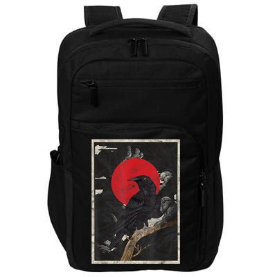 Red Moon Raven Graphic Black Crow Impact Tech Backpack