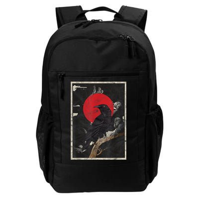 Red Moon Raven Graphic Black Crow Backpack
