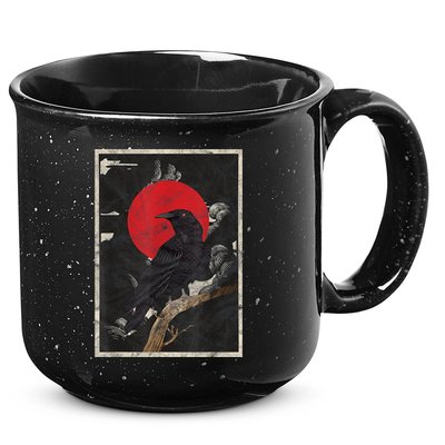 Red Moon Raven Graphic Black Crow 15oz Campfire Ceramic Mug