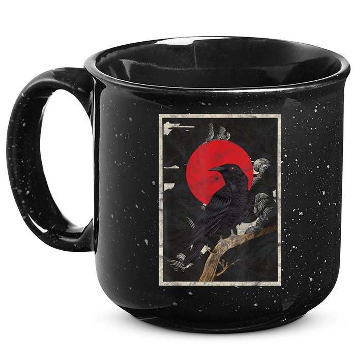 Red Moon Raven Graphic Black Crow 15oz Campfire Ceramic Mug