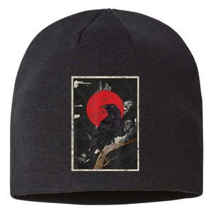 Red Moon Raven Graphic Black Crow Sustainable Beanie