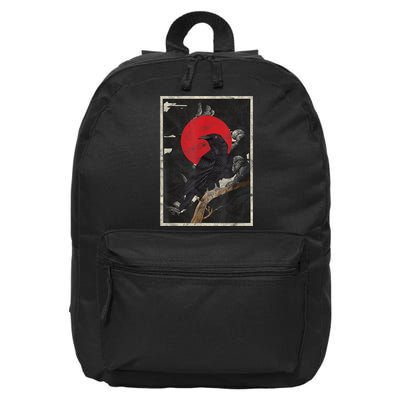 Red Moon Raven Graphic Black Crow 16 in Basic Backpack