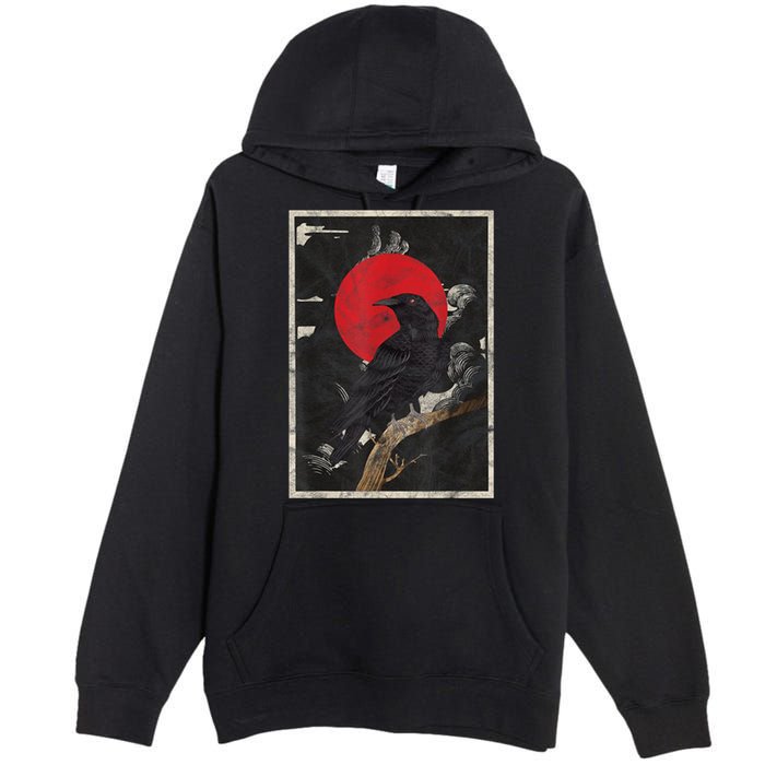 Red Moon Raven Graphic Black Crow Premium Pullover Hoodie