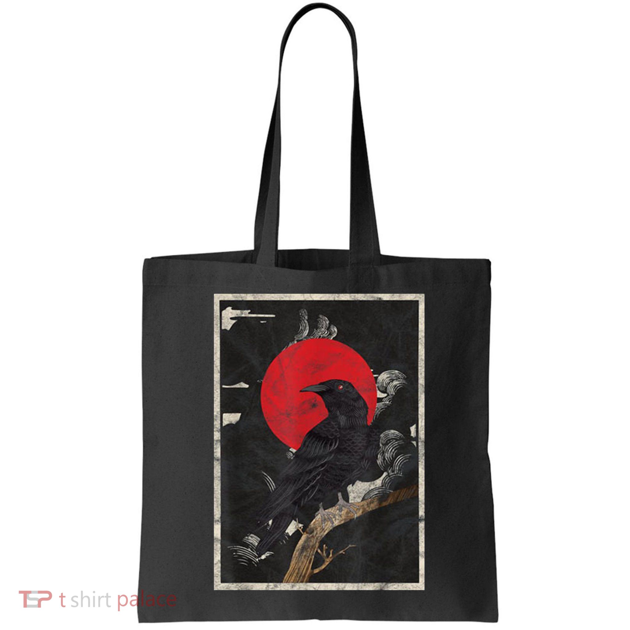 Red Moon Raven Graphic Black Crow Bag