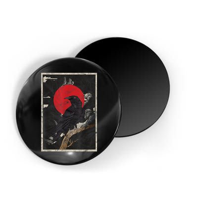 Red Moon Raven Graphic Black Crow Magnet