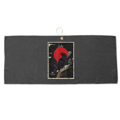 Red Moon Raven Graphic Black Crow Large Microfiber Waffle Golf Towel