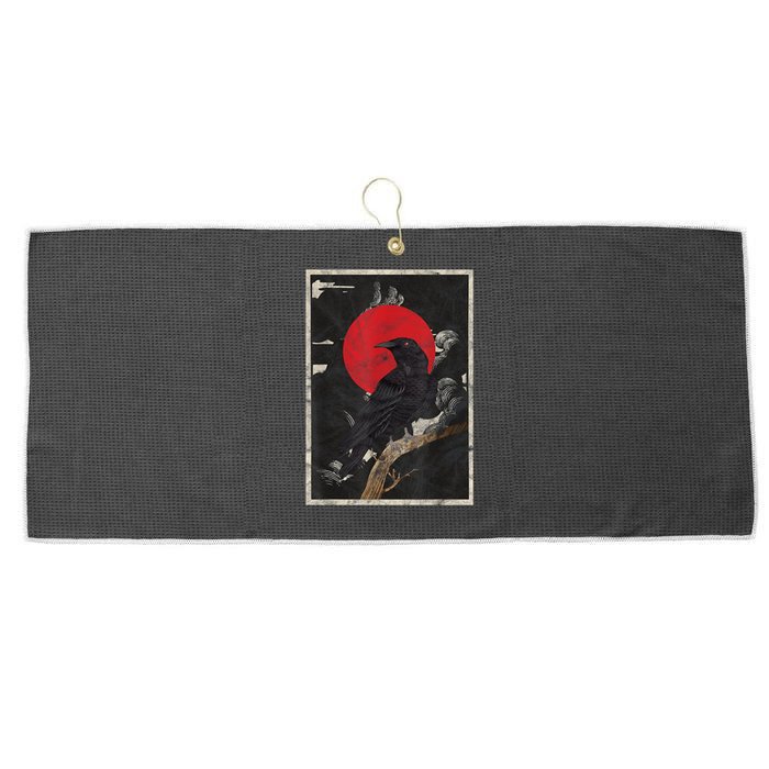 Red Moon Raven Graphic Black Crow Large Microfiber Waffle Golf Towel