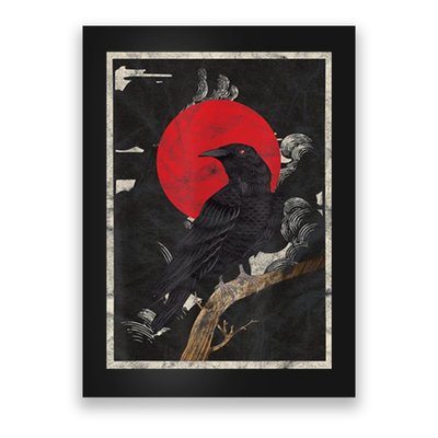 Red Moon Raven Graphic Black Crow Poster